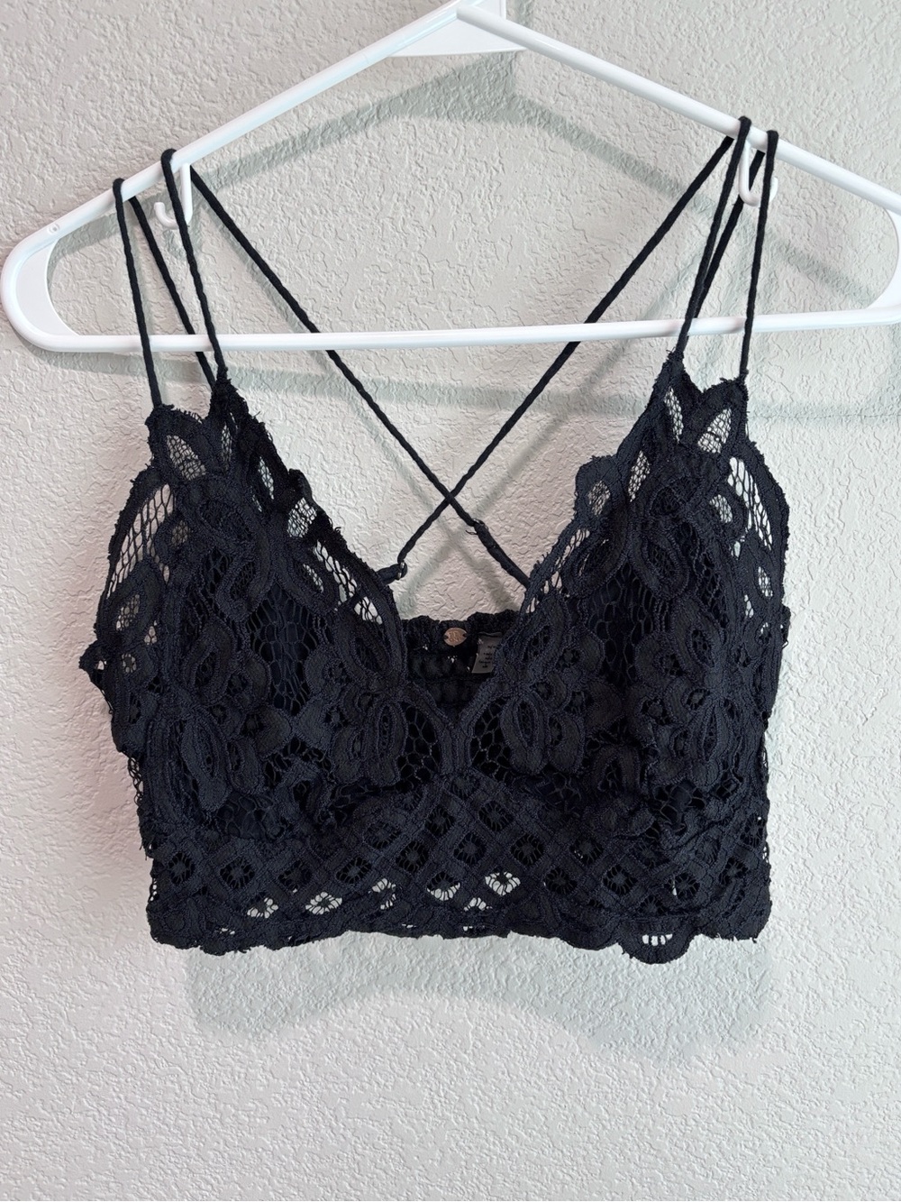 Free People Adella Bralette Bra Black Floral Lace Women’s Size Medium